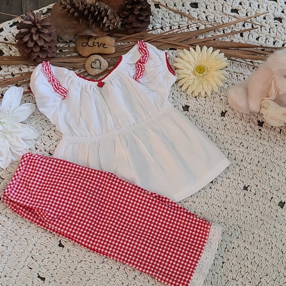 NWOT BO HO RED WHITE 2 PIECE SET PLAID MULTI 3T - Picture 3 of 16